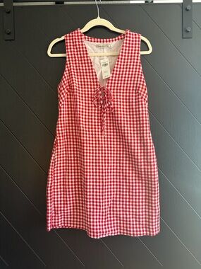 Abercrombie & Fitch Red Gingham Tie-Front Dress